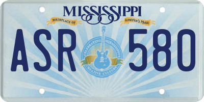 MS license plate ASR580