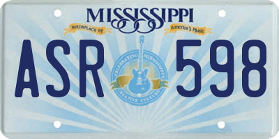 MS license plate ASR598