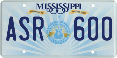 MS license plate ASR600