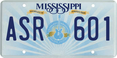 MS license plate ASR601