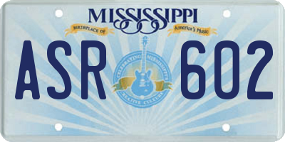 MS license plate ASR602
