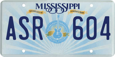MS license plate ASR604