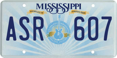 MS license plate ASR607