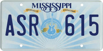 MS license plate ASR615