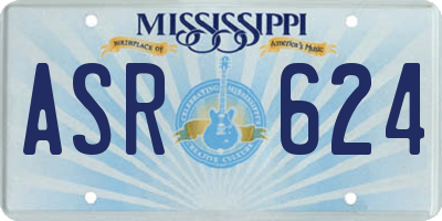 MS license plate ASR624