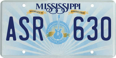 MS license plate ASR630
