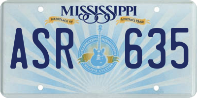 MS license plate ASR635