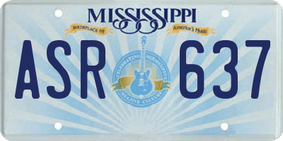 MS license plate ASR637