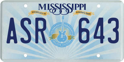MS license plate ASR643