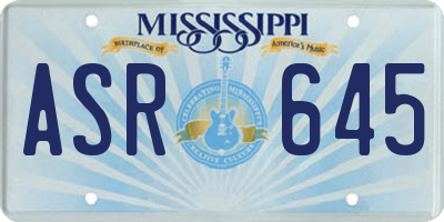MS license plate ASR645