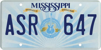 MS license plate ASR647