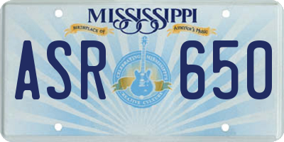 MS license plate ASR650