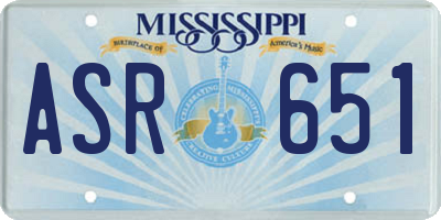 MS license plate ASR651