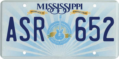 MS license plate ASR652