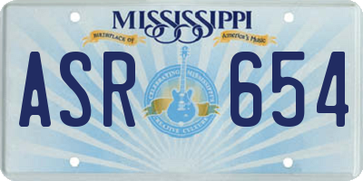 MS license plate ASR654