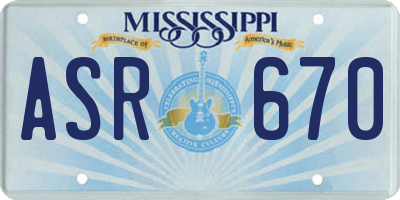 MS license plate ASR670