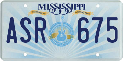 MS license plate ASR675
