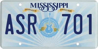 MS license plate ASR701