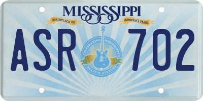 MS license plate ASR702