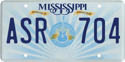 MS license plate ASR704