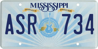 MS license plate ASR734