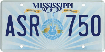 MS license plate ASR750