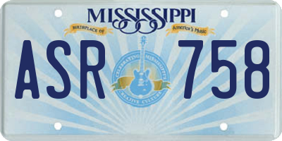 MS license plate ASR758