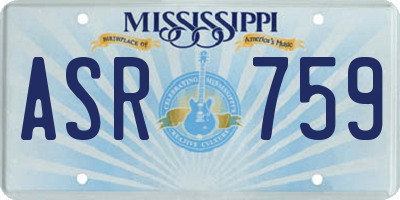 MS license plate ASR759