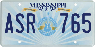 MS license plate ASR765