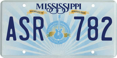 MS license plate ASR782