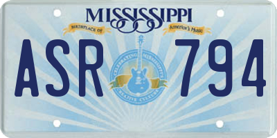 MS license plate ASR794