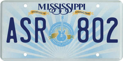 MS license plate ASR802
