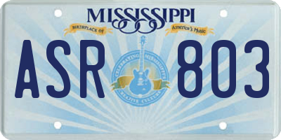 MS license plate ASR803