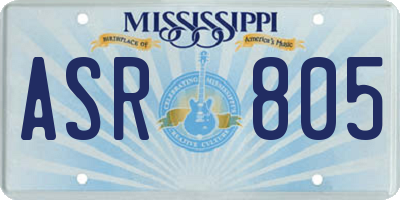 MS license plate ASR805