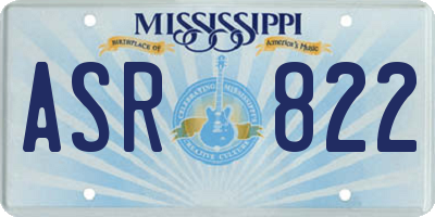 MS license plate ASR822