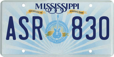 MS license plate ASR830
