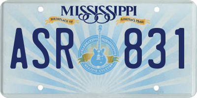 MS license plate ASR831