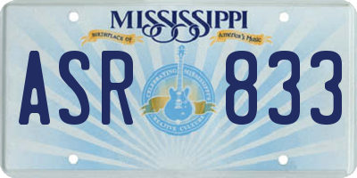 MS license plate ASR833