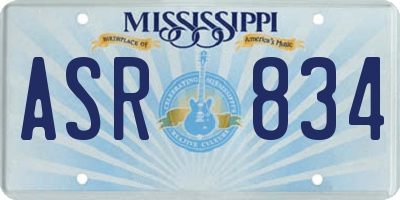 MS license plate ASR834