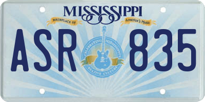 MS license plate ASR835