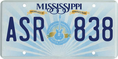 MS license plate ASR838
