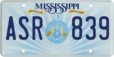 MS license plate ASR839