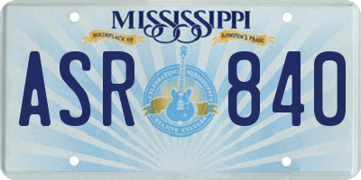 MS license plate ASR840