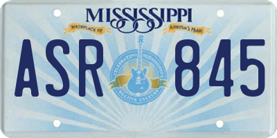 MS license plate ASR845