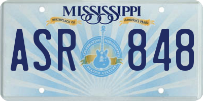 MS license plate ASR848