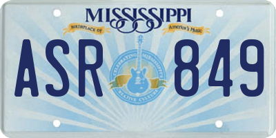 MS license plate ASR849