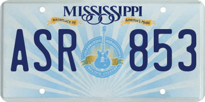 MS license plate ASR853