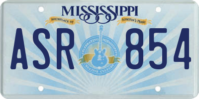MS license plate ASR854