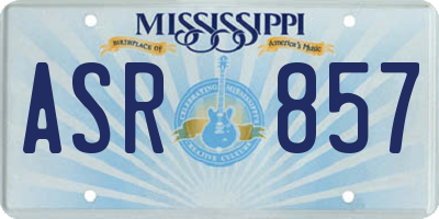 MS license plate ASR857
