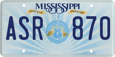 MS license plate ASR870